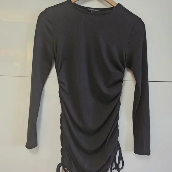 Side Drawstrings Micro Mini Ruched Dress - Picture 2 of 7